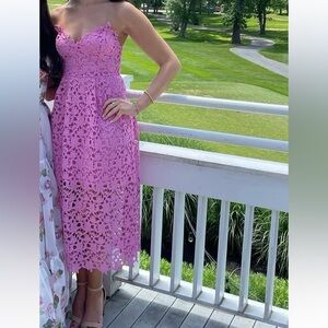 ASTR the Label Anaya Sweetheart Strapless Lace Midi Dress